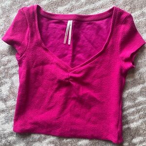 Anthropologie Fuchsia Short Sleeve Top